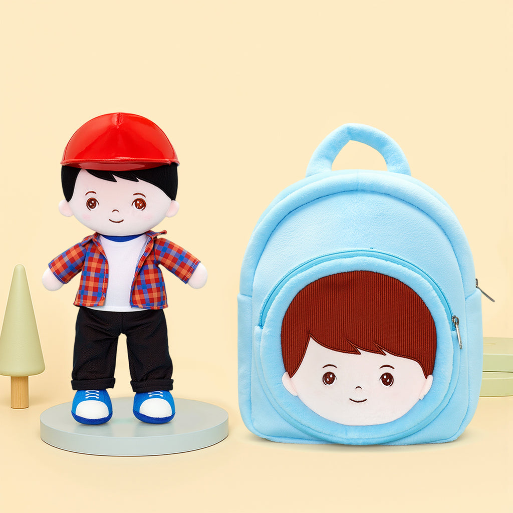 Personalisierte Plüschpuppe für Jungen im Karierte Jacke