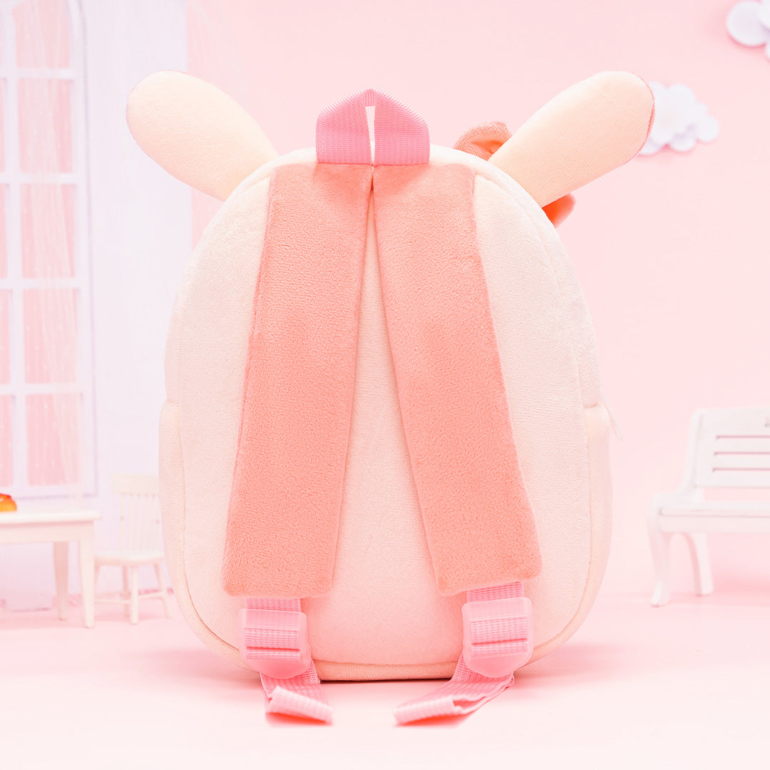 Personalisierter Plüschrucksack Rosa Kaninchen