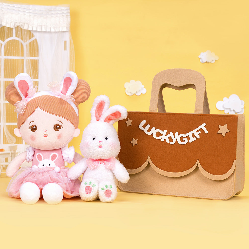 Osterangebot - Personalisiertes Hasenmädchen-Plüschpuppen-Geschenkset