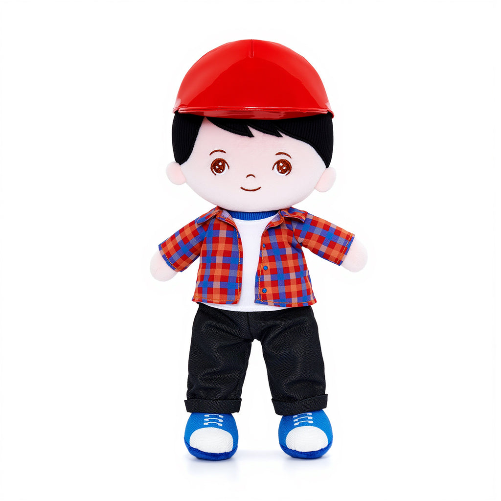 Personalisierte Plüschpuppe für Jungen im Karierte Jacke