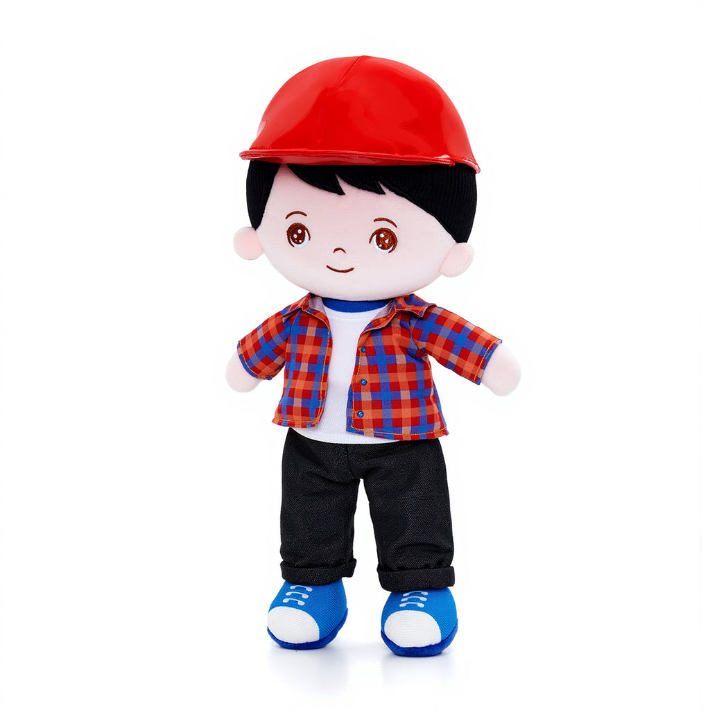 Personalisierte Plüschpuppe für Jungen im Karierte Jacke