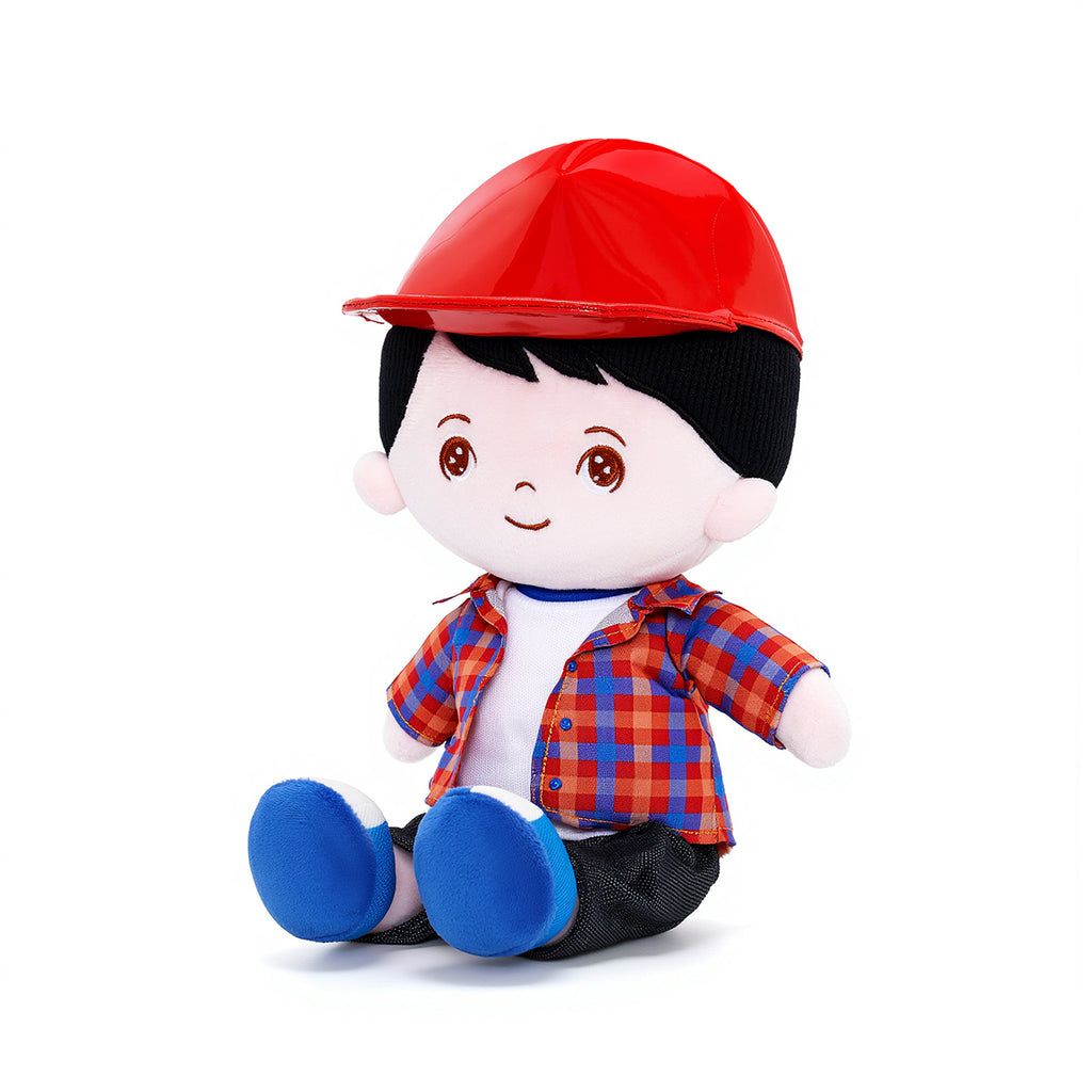 Personalisierte Plüschpuppe für Jungen im Karierte Jacke