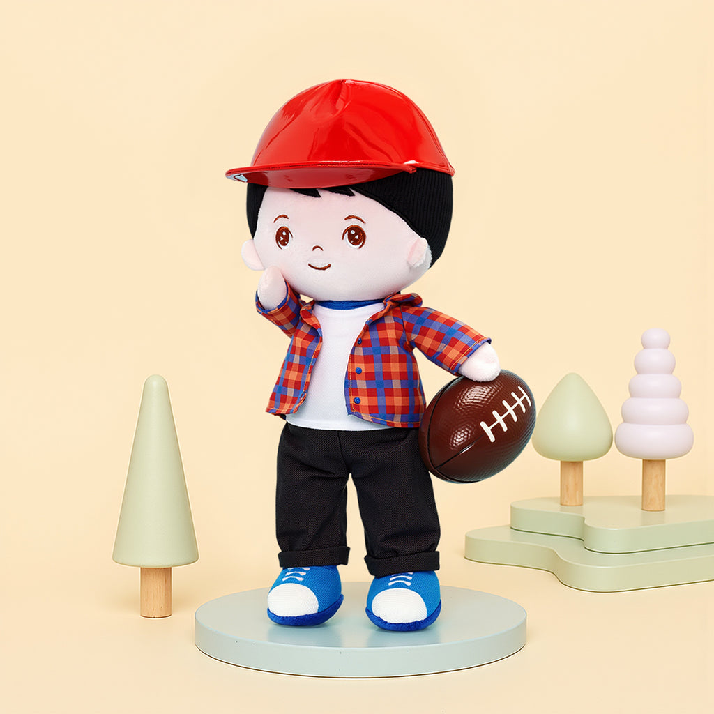 Personalisierte Plüschpuppe für Jungen im Karierte Jacke