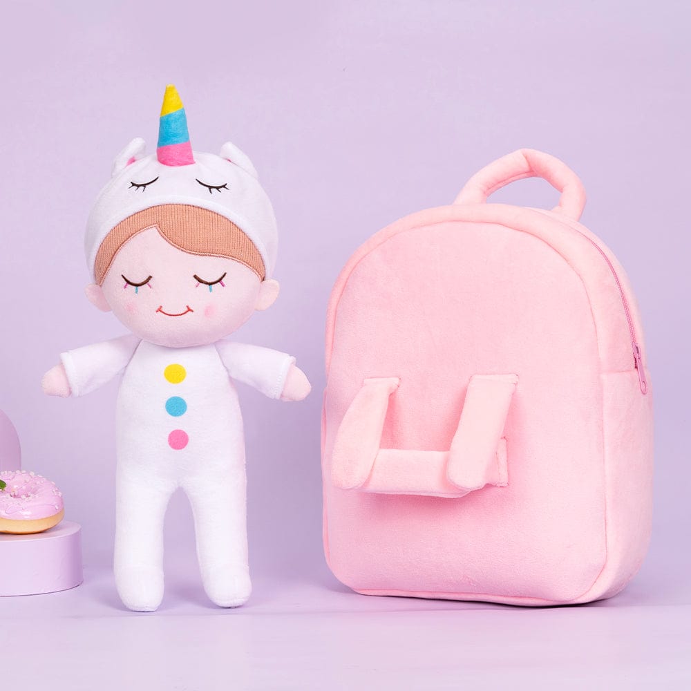 Personalizedoll Einhorn Pyjama Personalisierte Plüschfigur Rosa Rucksack🎒