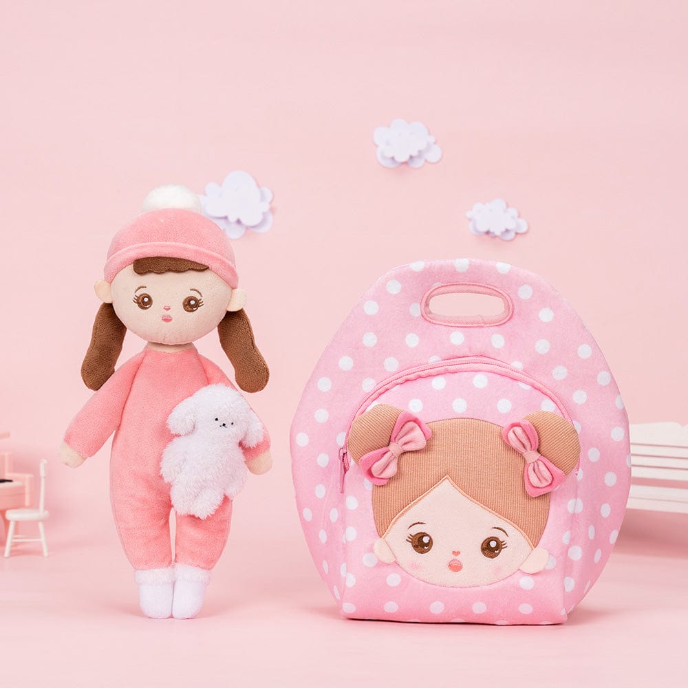 OUOZZZ Klein Rosa Personalisierte Plüschpuppen mit Offenen Augen Mit Lunchpaket🍱