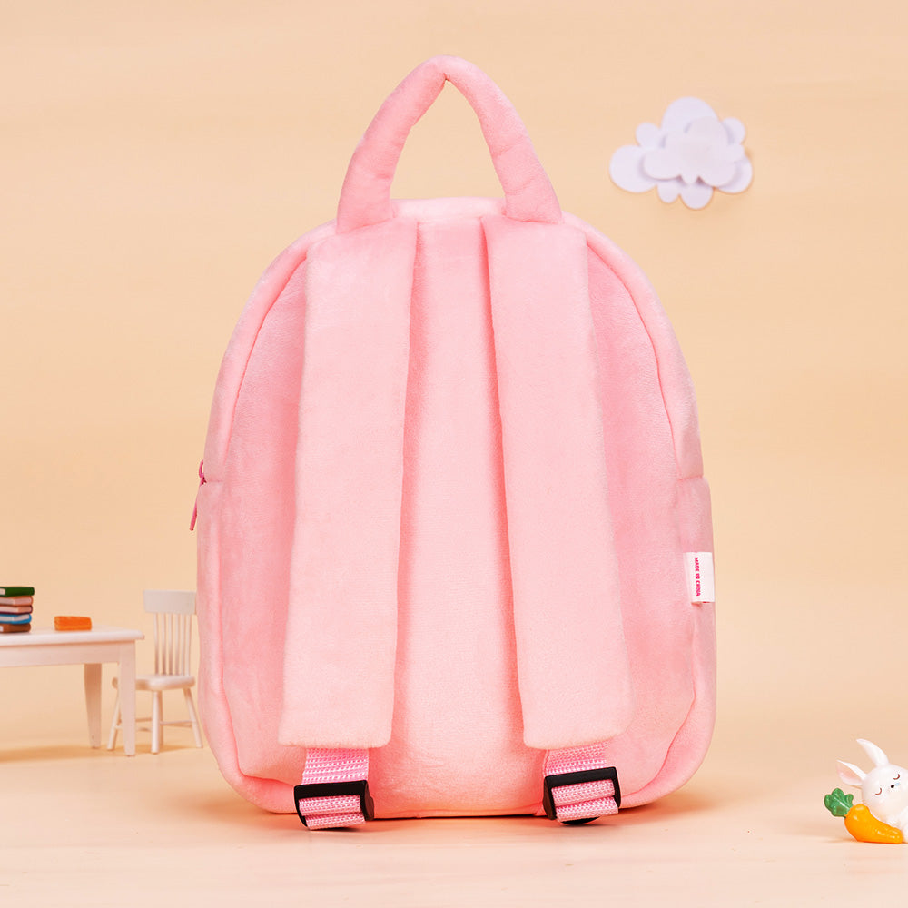 Rosa Plüschrucksack mit Puppenträger