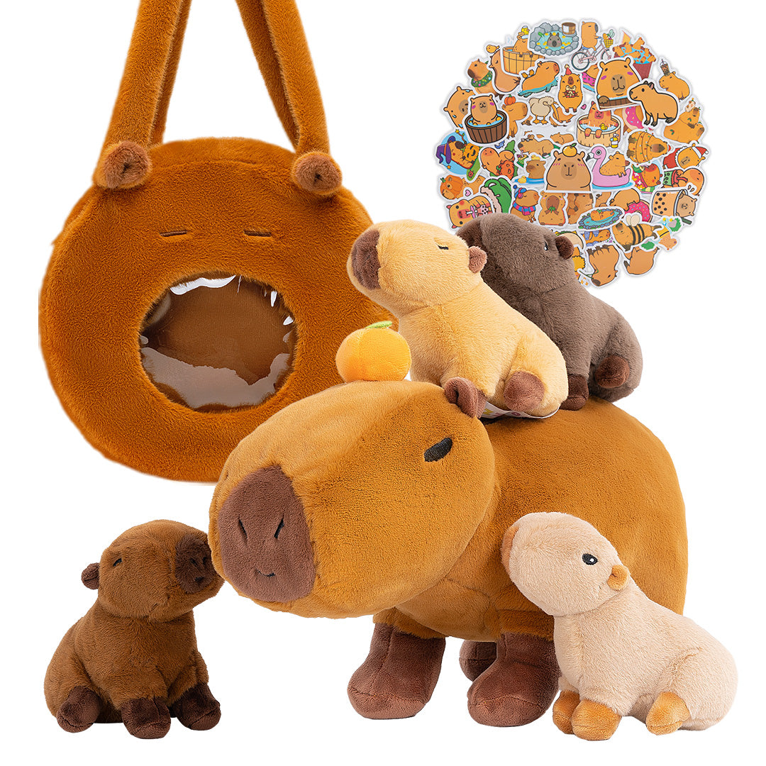 Plüschspielzeug der Capybara-Familie mit 4 Babys Geschenkset für Kleinkinder