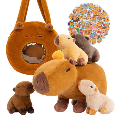 Plüschspielzeug der Capybara-Familie mit 4 Babys Geschenkset für Kleinkinder
