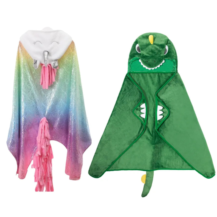 Kuschelweiche Kapuzendecke - Dinosaurier & Einhorn