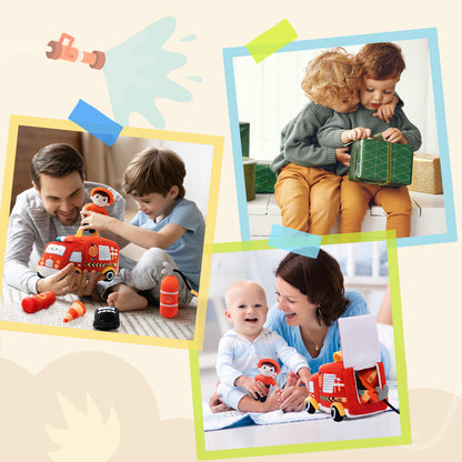 Personalisiertes Baby's First Fire Truck Plüsch Sensory Spielzeug Set