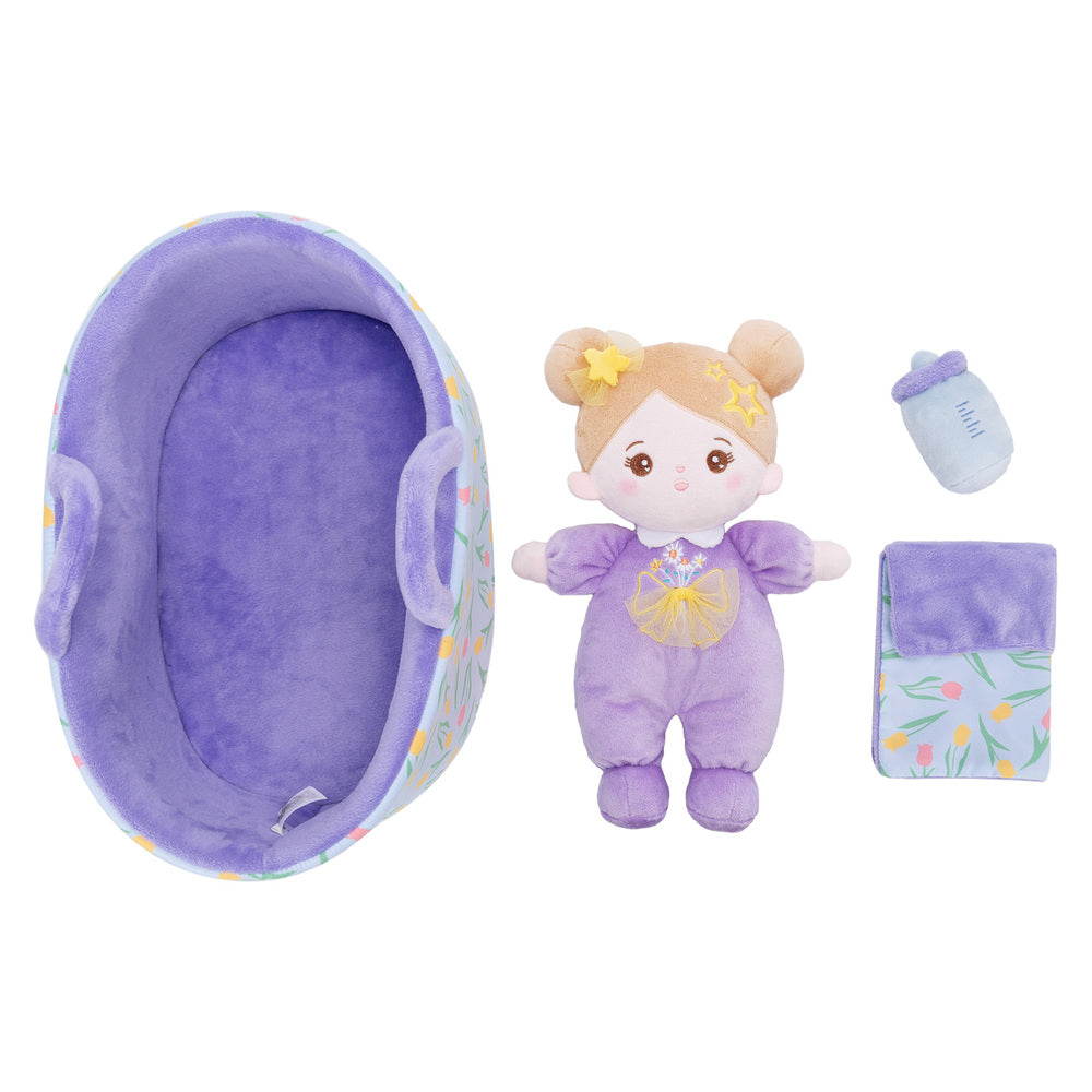 Mini Violett Personalisierte Plüschpuppen mit Offenen Augen & Geschenkset