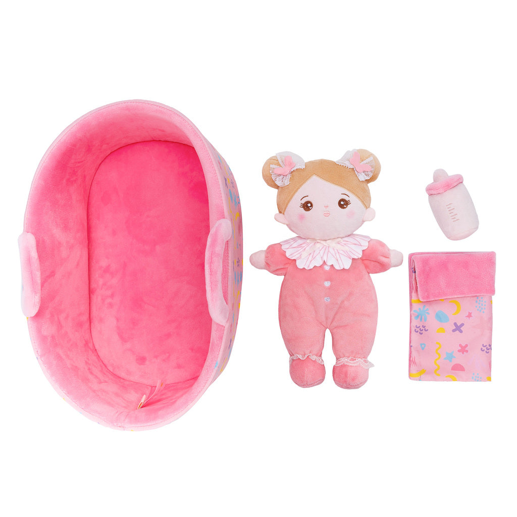 Mini Rosa Personalisierte Plüschpuppen mit Offenen Augen & Geschenkset