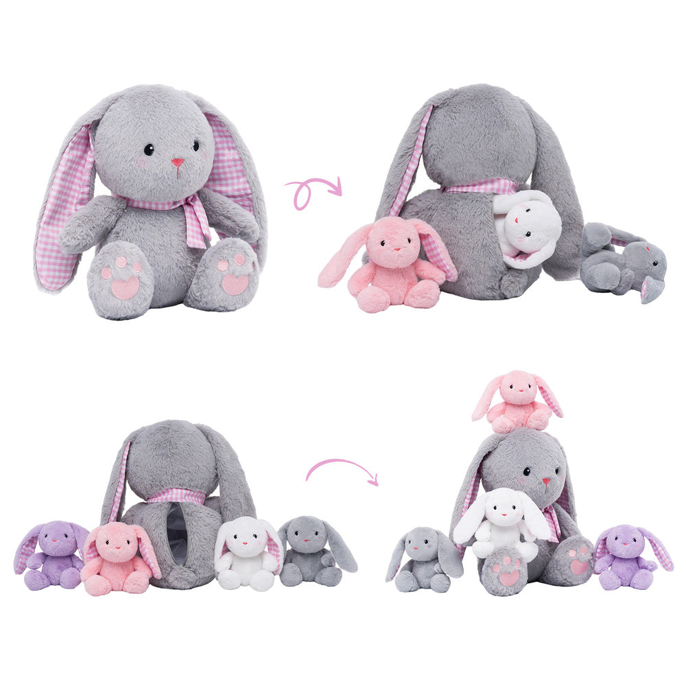 Tierfamilien-Plüschspielzeug-Set – Tiermutter und Tierbabys