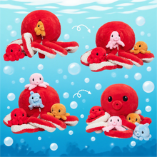 Laden Sie das Bild in den Galerie-Viewer, Oktopus-Stofftier mit 4 Baby-Oktopussen darin