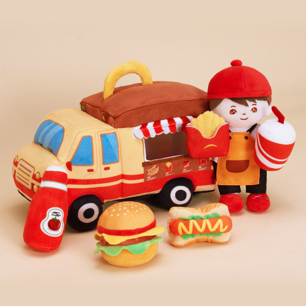 Personalisiertes Baby's First Food Truck Plüschtierset