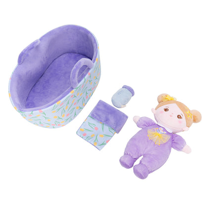 Mini Violett Personalisierte Plüschpuppen mit Offenen Augen & Geschenkset
