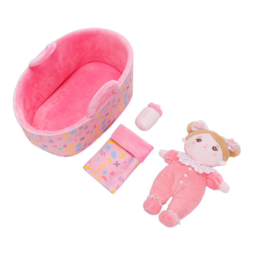 Mini Rosa Personalisierte Plüschpuppen mit Offenen Augen & Geschenkset