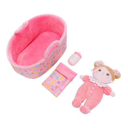 Mini Rosa Personalisierte Plüschpuppen mit Offenen Augen & Geschenkset