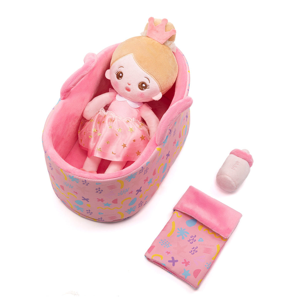 Personalisierte Puppe und Babybett-Accessoires mit Namen