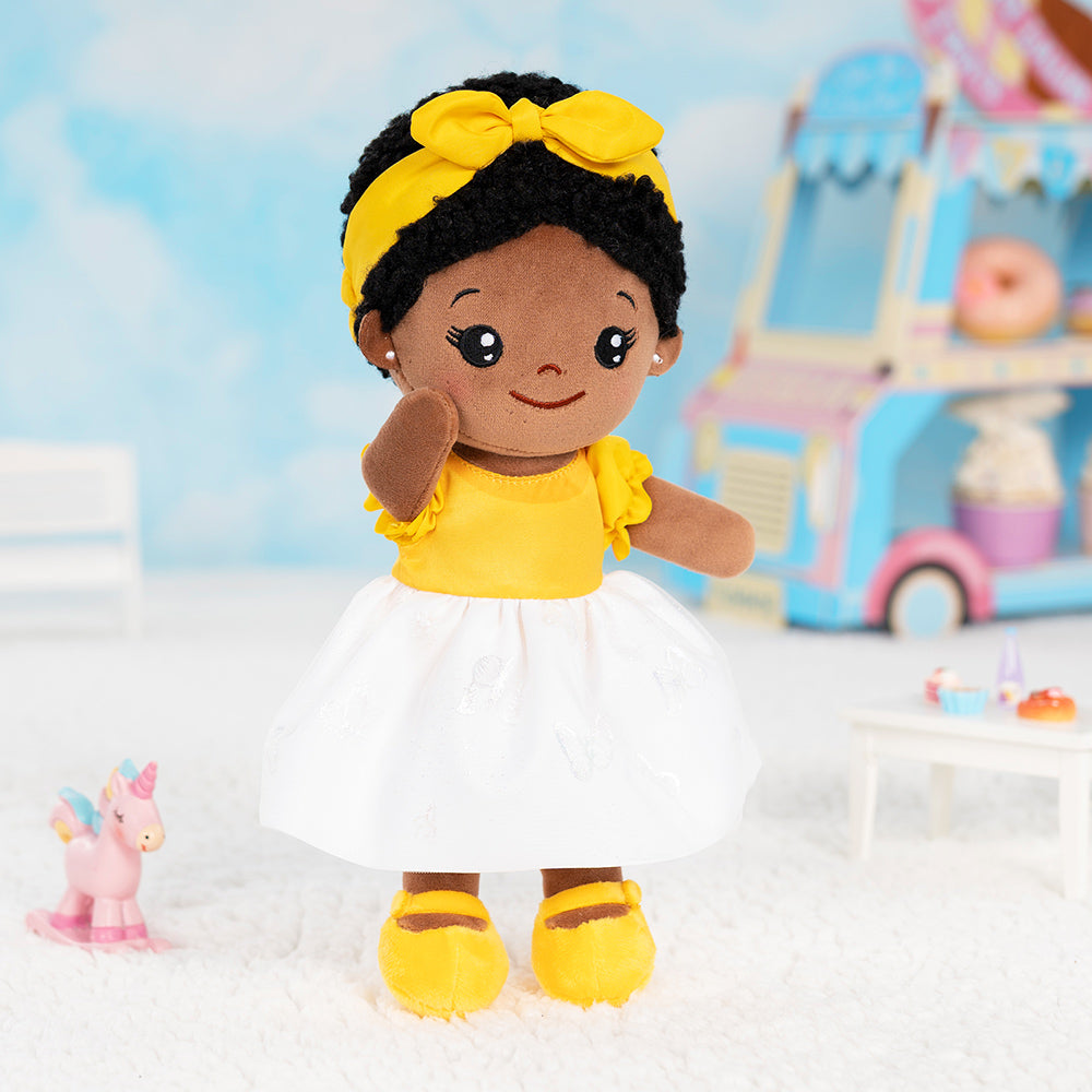 Tiefen Teint Personalisierte Plüschpuppen im Gelbes Kleid