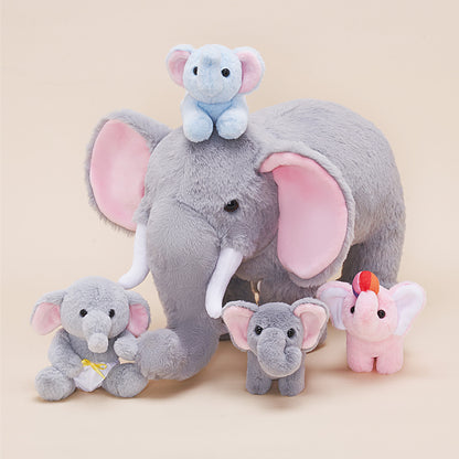 Elefantenfamilie-Plüschspielzeug-Set mit 4-teiligem Baby-Geschenkset