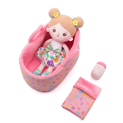 Personalisierte Puppe und Babybett-Accessoires mit Namen
