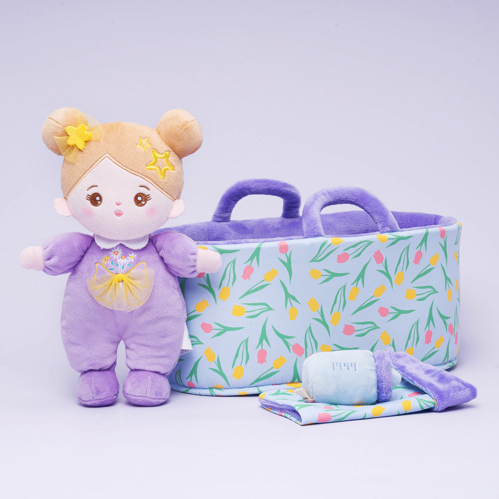 Mini Violett Personalisierte Plüschpuppen mit Offenen Augen & Geschenkset