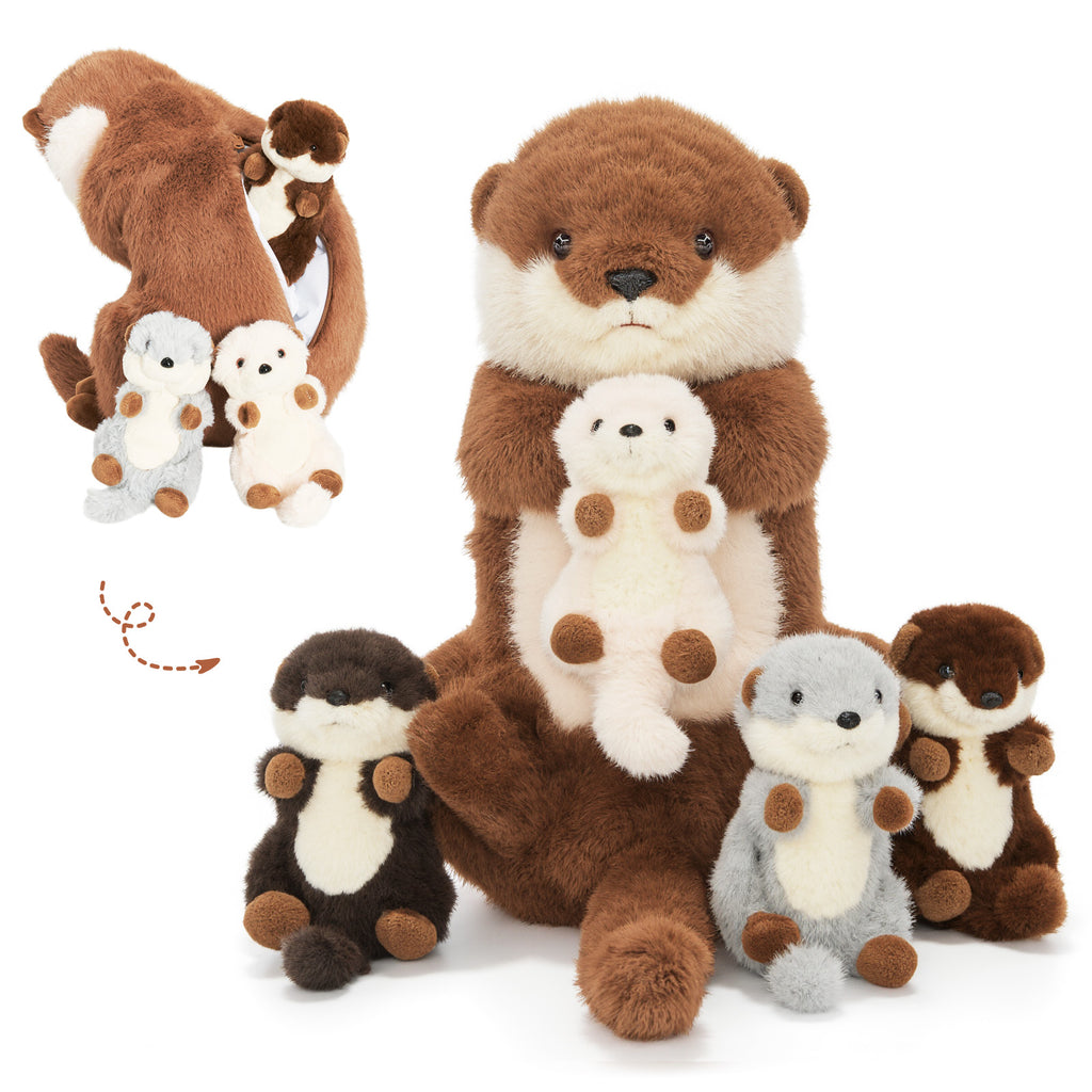 Otter-Plüschtier mit 4 Babys