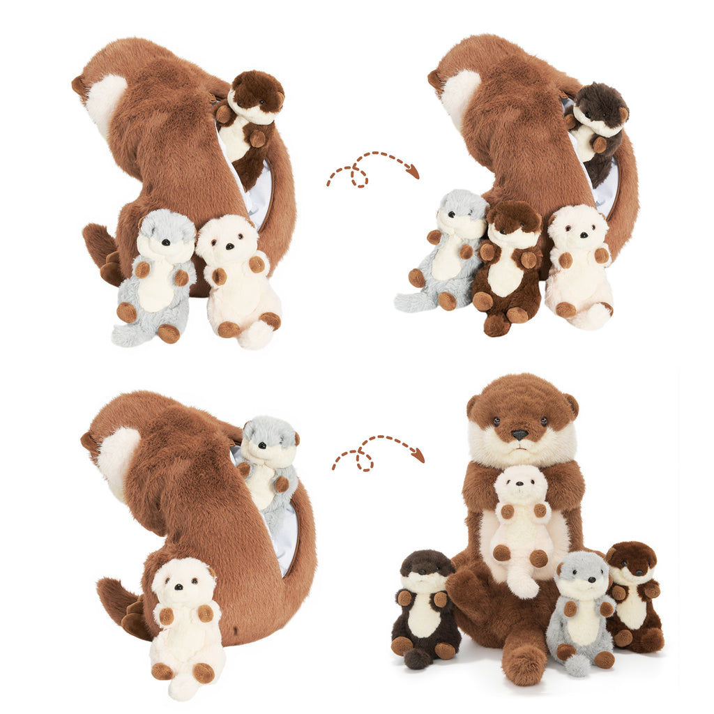 Otter-Plüschtier mit 4 Babys