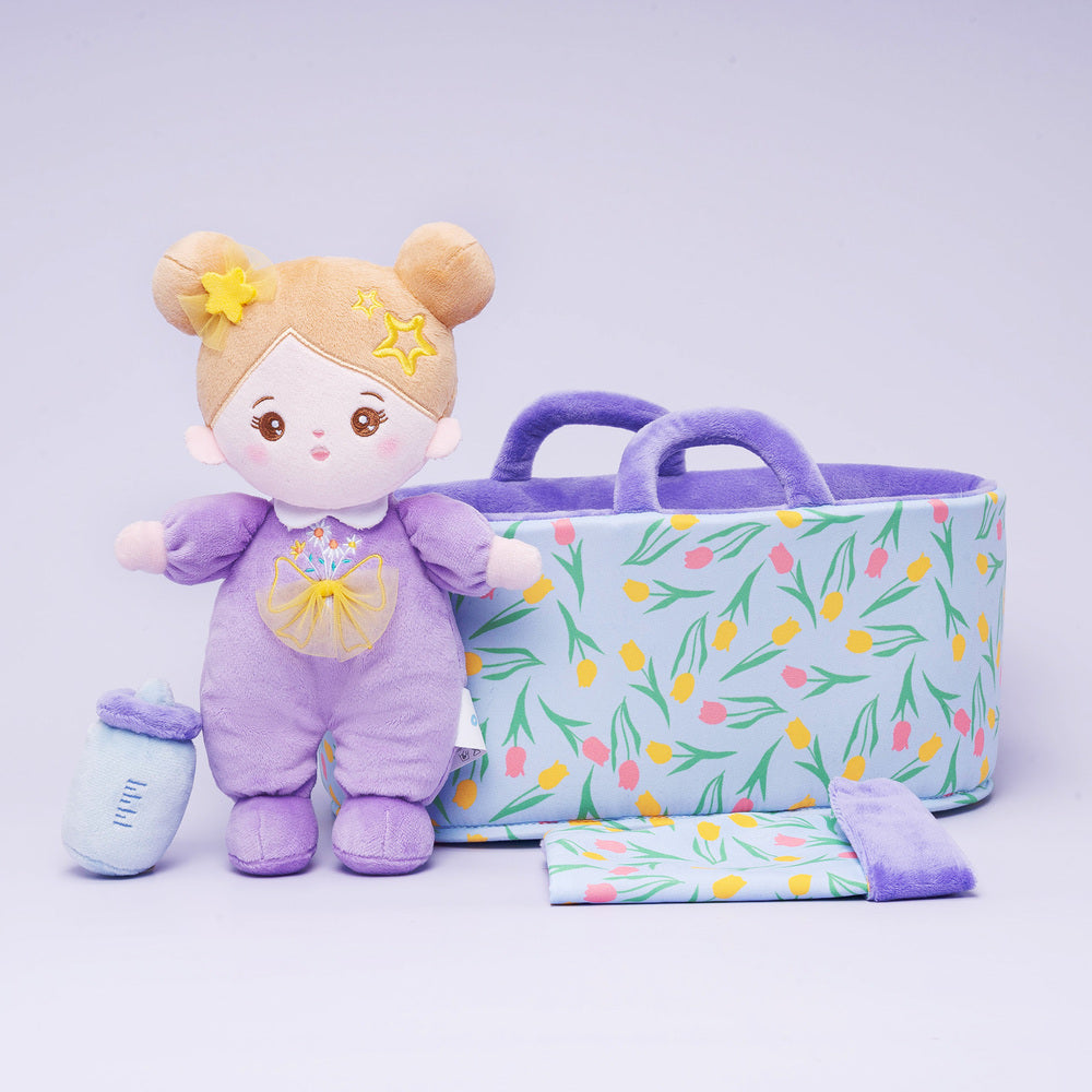 Mini Violett Personalisierte Plüschpuppen mit Offenen Augen & Geschenkset