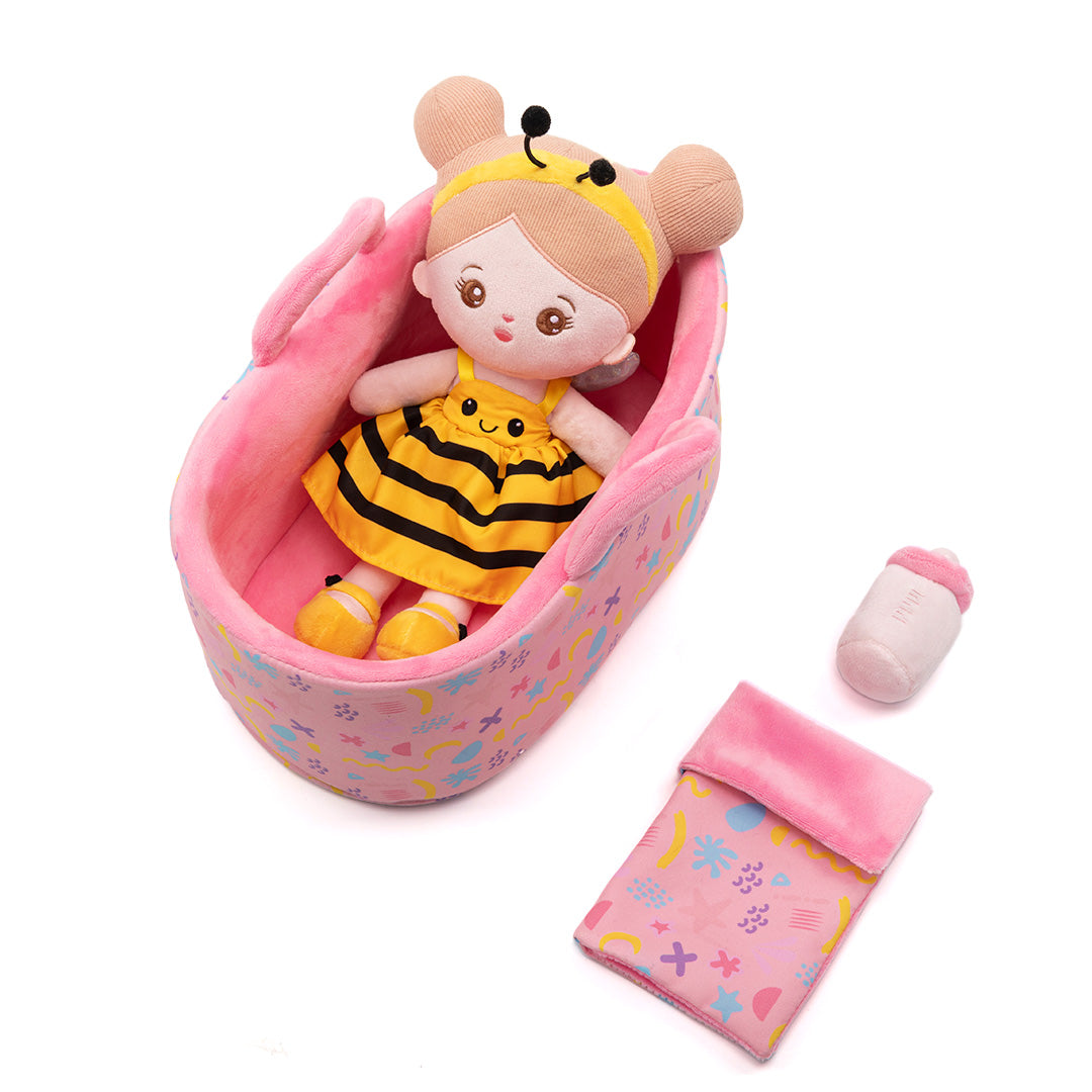 Personalisierte Puppe und Babybett-Accessoires mit Namen
