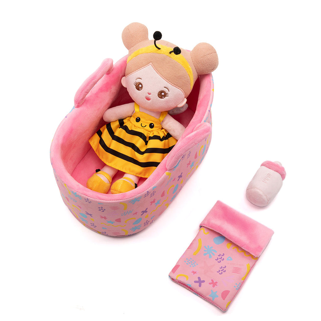 Personalisierte Puppe und Babybett-Accessoires mit Namen