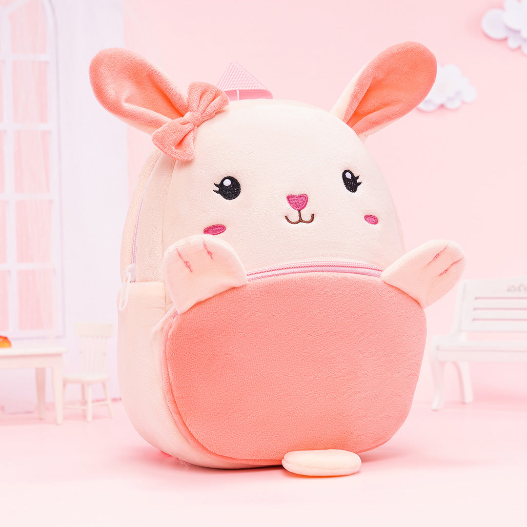 Personalisierter Plüschrucksack Rosa Kaninchen