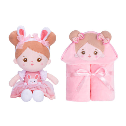 Personalisierte Puppe und 89 cm große, weiche Babydecke (Set)