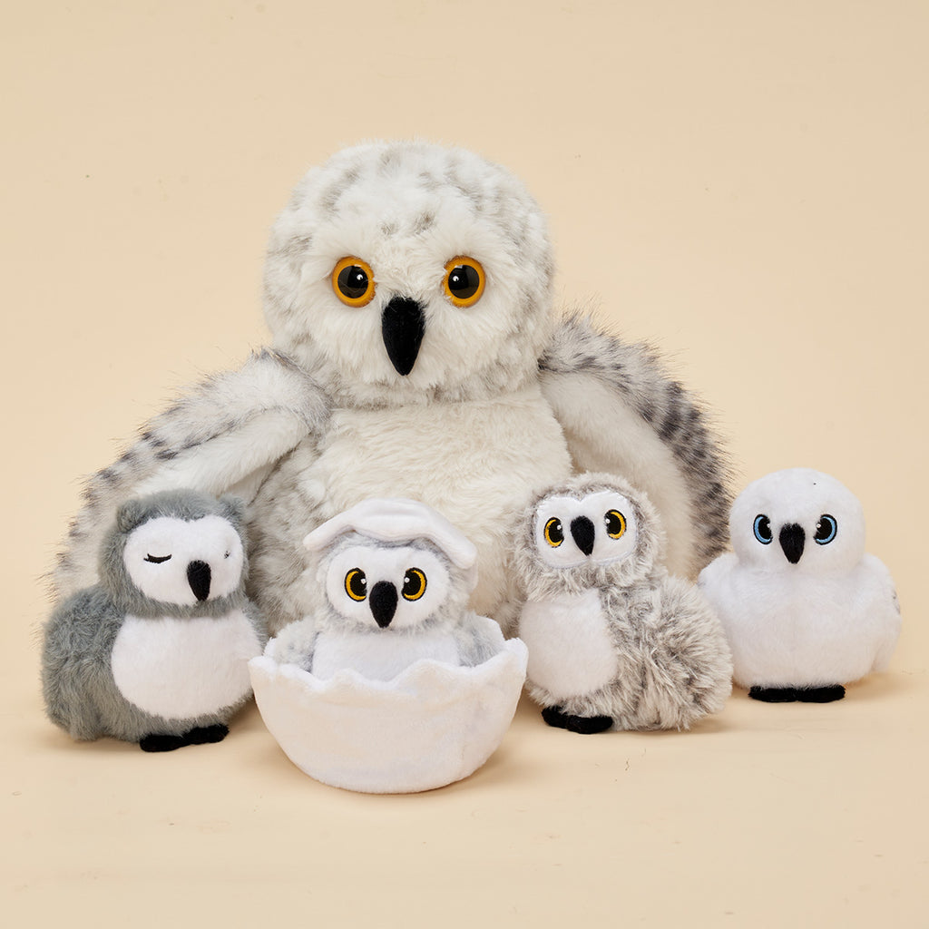 Plüschtier Eulefamilie mit 4-teiligem Baby-Geschenkset
