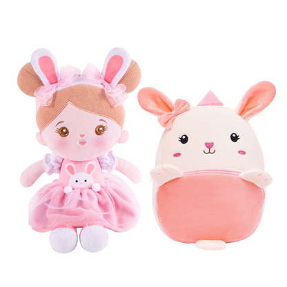 Osterangebot - Personalisiertes Hasenmädchen-Plüschpuppen-Geschenkset