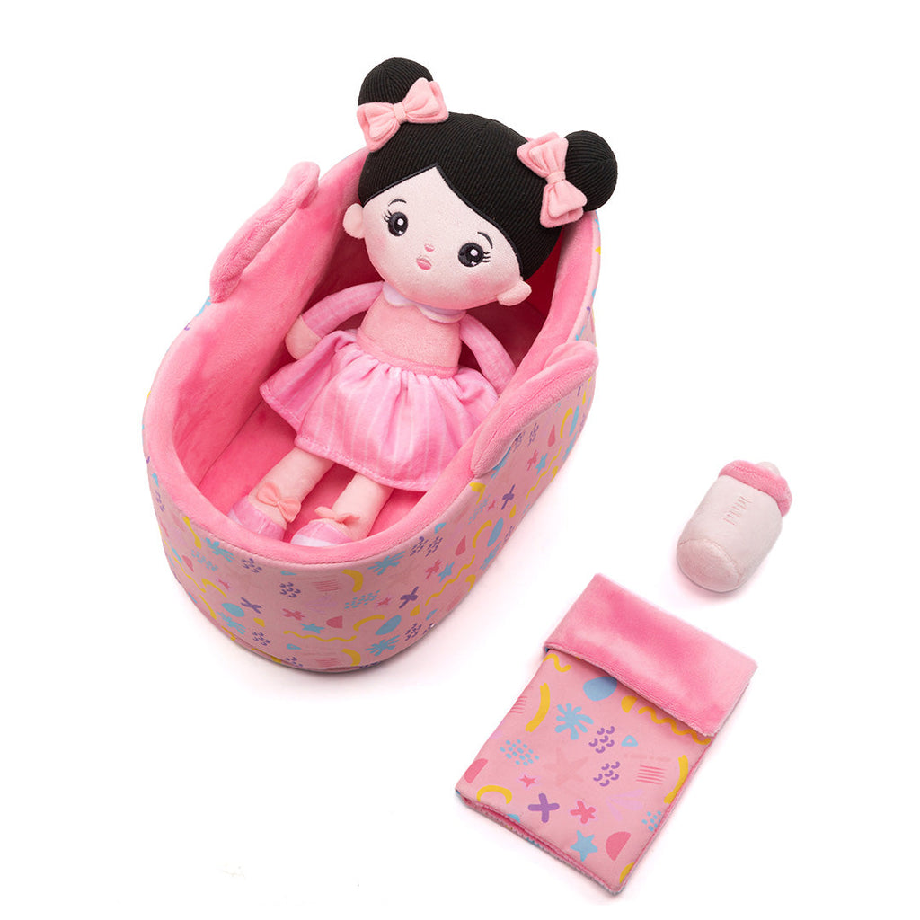 Personalisierte Puppe und Babybett-Accessoires mit Namen