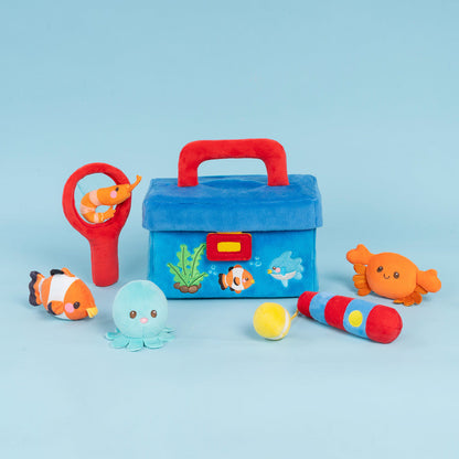 Personalisiertes sensorisches Spielzeug-Set „Babys erste Angelbox“