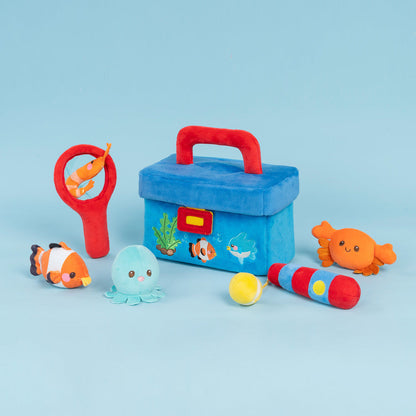 Personalisiertes sensorisches Spielzeug-Set „Babys erste Angelbox“