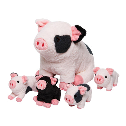 Plüschtier Der Familie Der Gefleckten Schweine, Das 4 Süße Plüschferkel Enthält