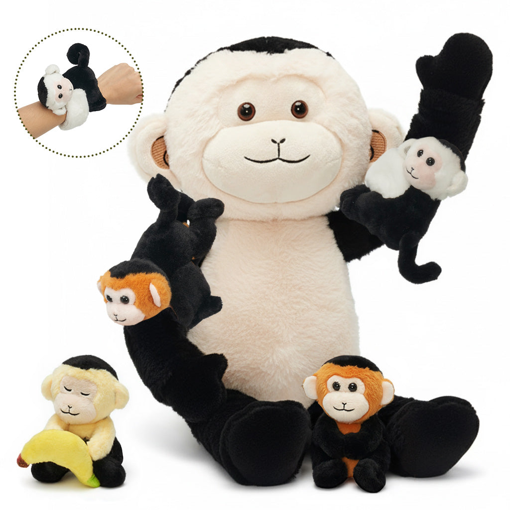 Kapuzineraffen-Plüschtier mit 4 Babys