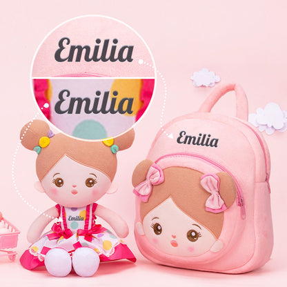 Personalisierte Plüschpuppen mit Offenen Augen im Rosa Schleifenrock