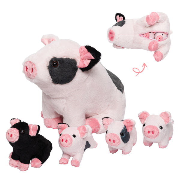 Plüschtier Der Familie Der Gefleckten Schweine, Das 4 Süße Plüschferkel Enthält