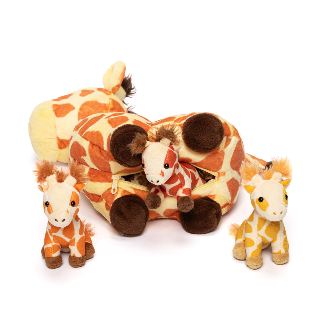 Plüschtier Giraffenfamilie mit 4-teiligem Baby-Geschenkset für Kleinkinder