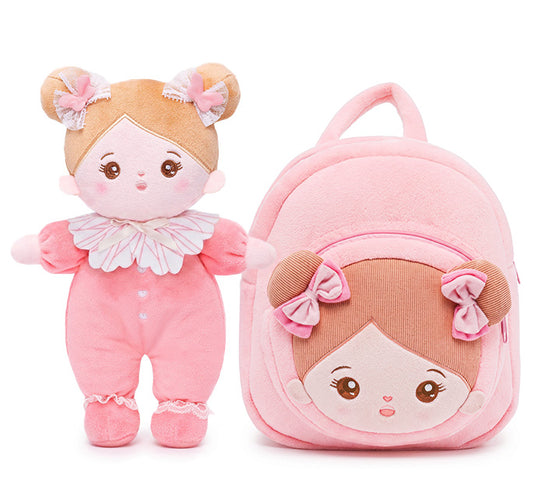 Geschenkset mit weicher Babypuppe und Rucksack