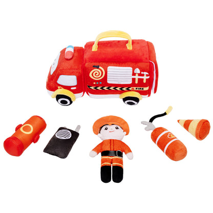 Personalisiertes Baby's First Fire Truck Plüsch Sensory Spielzeug Set