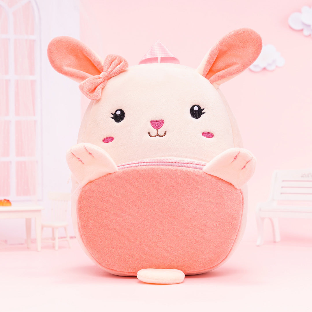 Personalisierter Plüschrucksack Rosa Kaninchen