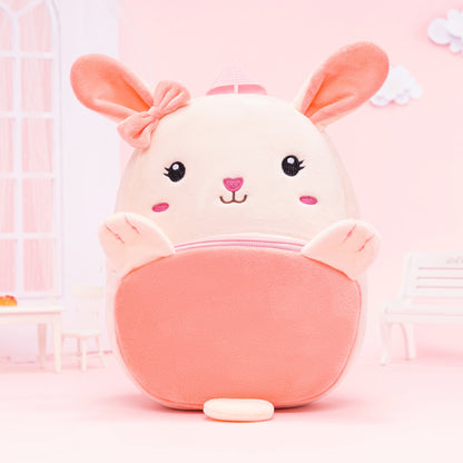 Personalisierter Plüschrucksack Rosa Kaninchen