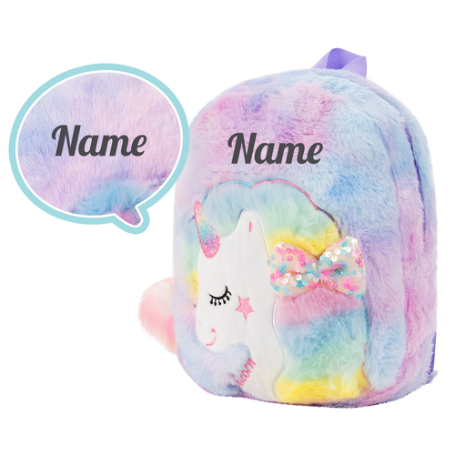 Personalisierter Plüschrucksack Einhorn