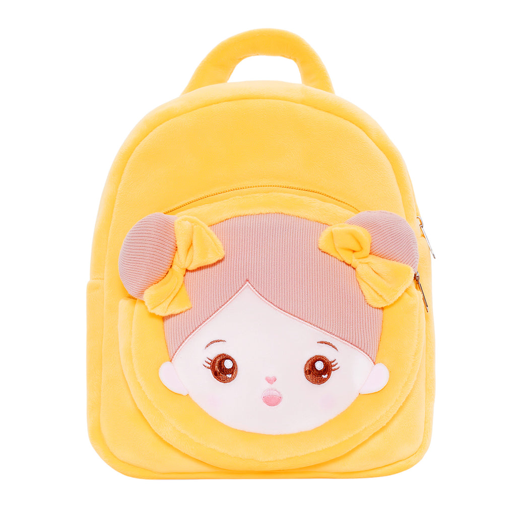 Personalisierter gelber offener Augen Plüsch Baby Mädchen Rucksack